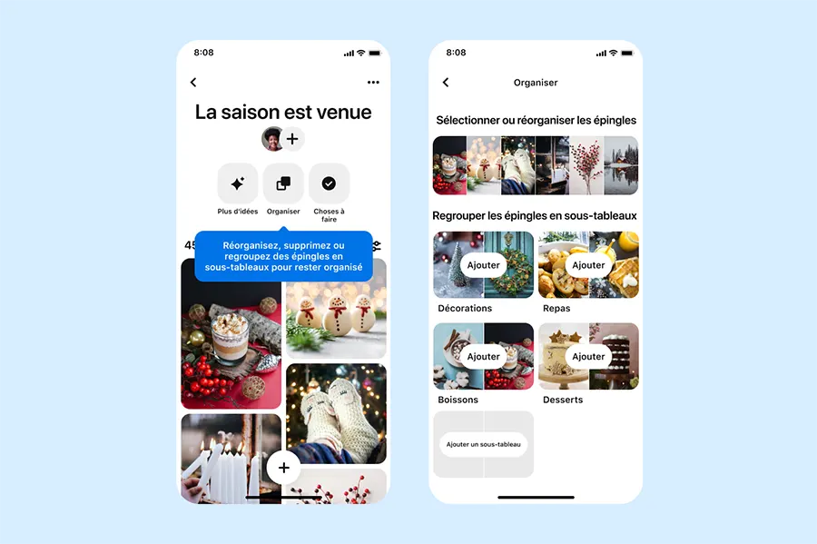 Pinterest lance des outils pour organiser vos tableaux.