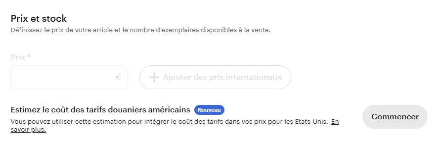 outil-droits-douane Les vendeurs Etsy disposent désormais d'un calculateur de droits de douane pour les produits vendus aux Etats-Unis.